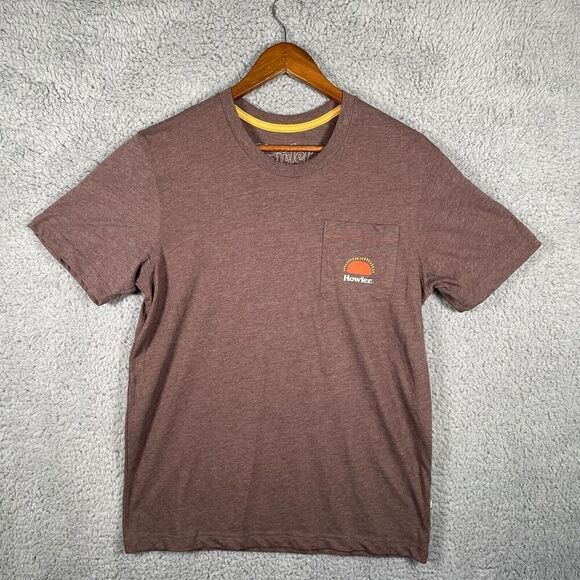 Howler Bros Shirt Mens Small Brown Abstract Savannah Pocket Tee - Picture 2 of 7